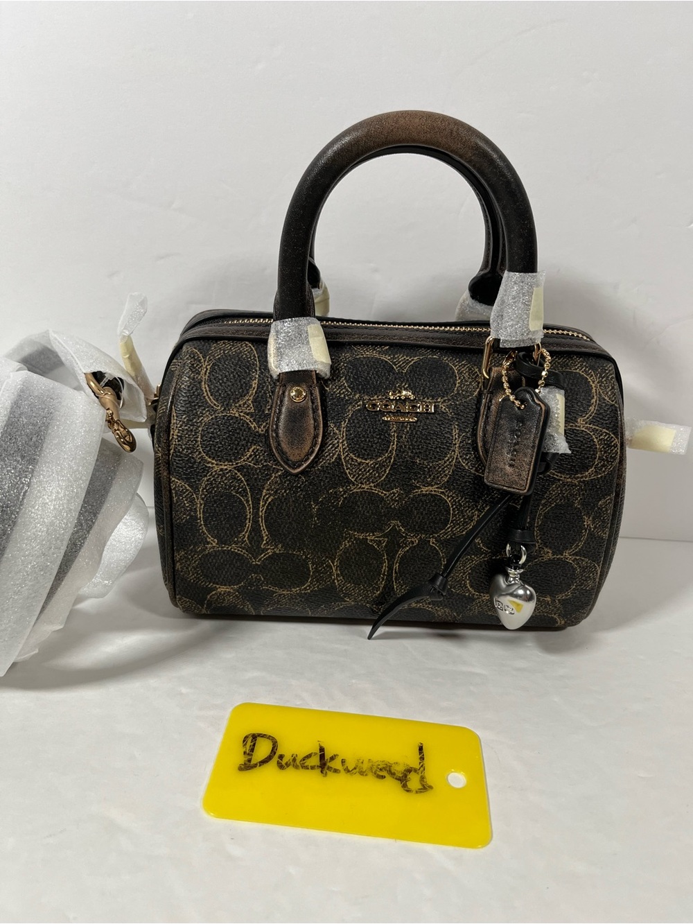 NWT Coach Mini Rowan Crossbody Bag In Loved Signature Canvas With Charms